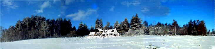 The studio in Winter taken from our lower field